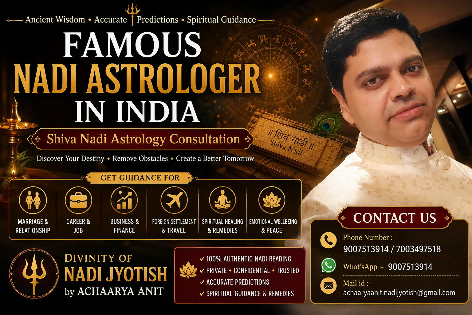 Famous Nadi Astrologer in India offering Shiva Nadi Astrology Consultation by Achaarya Anit