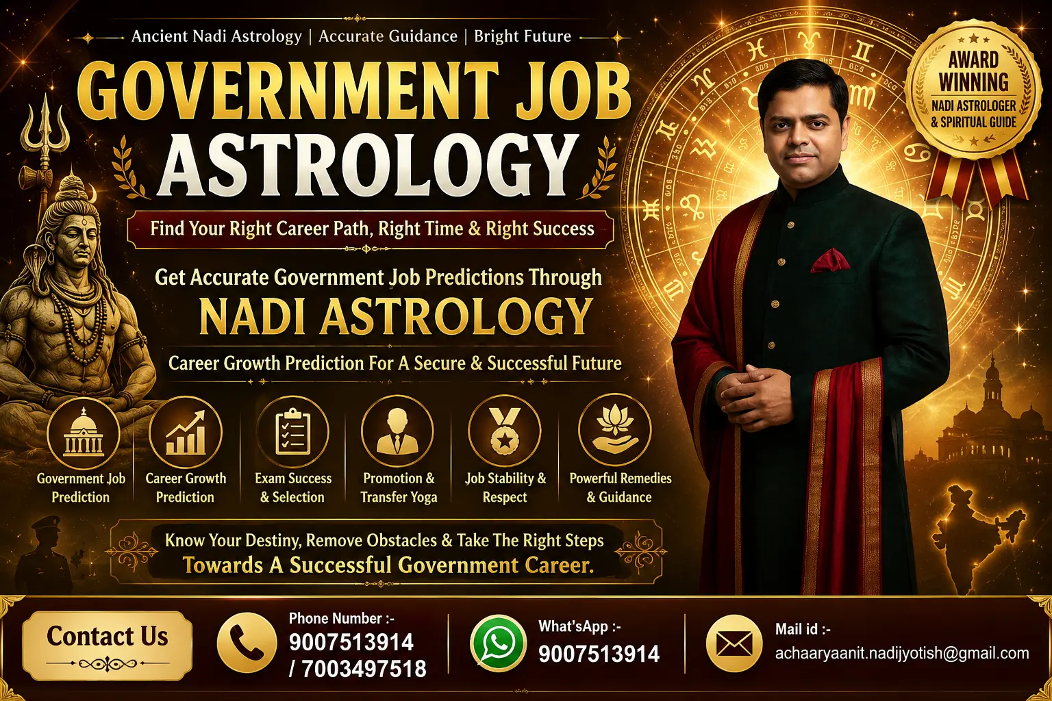 Government Job Astrology and Career Growth Prediction consultation by Acharya Anit Ghosh through Nadi Astrology