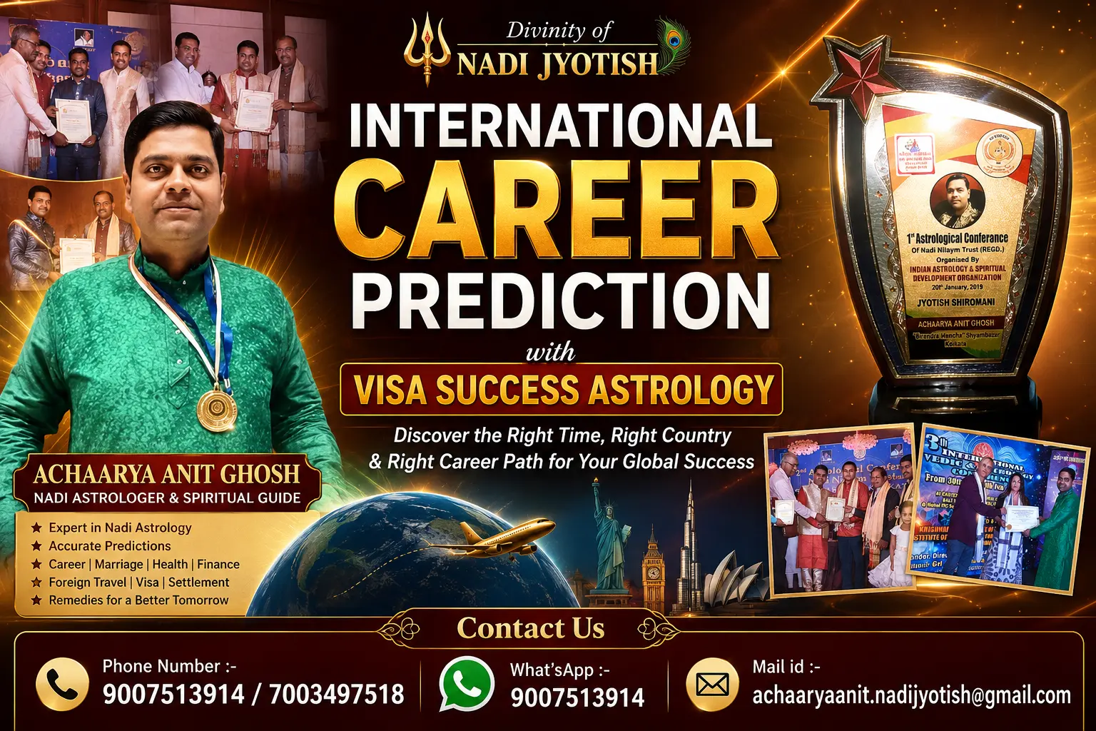 International Career Prediction by Acharya Anit Ghosh with Visa Success Astrology Consultation and Nadi Jyotish Guidance