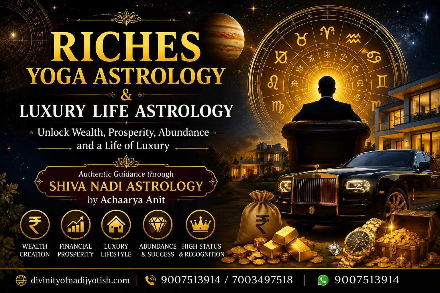 Riches Yoga Astrology and Luxury Life Astrology by Achaarya Anit through authentic Shiva Nadi Astrology for wealth and prosperity