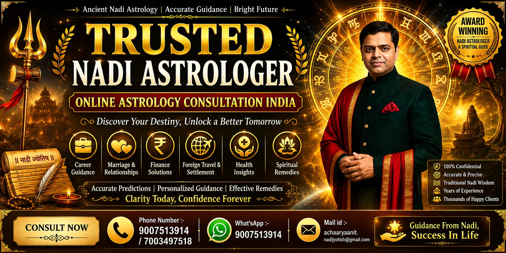 Trusted Nadi Astrologer providing Online Astrology Consultation India with accurate Nadi Astrology guidance