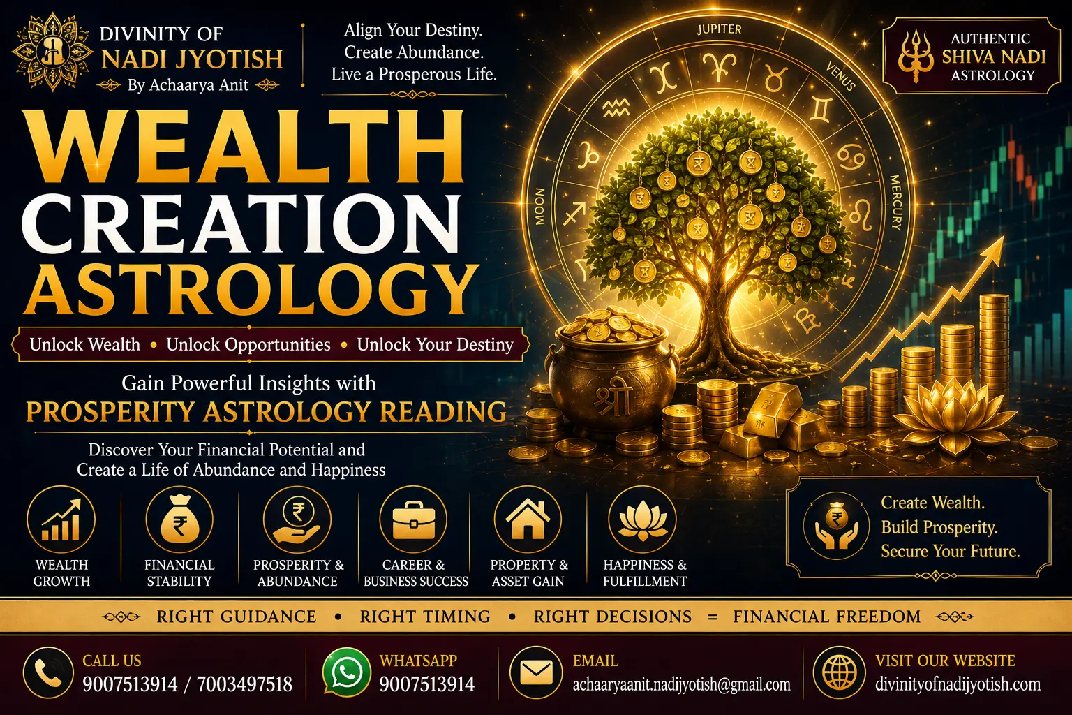 Wealth Creation Astrology and Prosperity Astrology Reading by Achaarya Anit through authentic Shiva Nadi Astrology for wealth growth, prosperity and financial abundance
